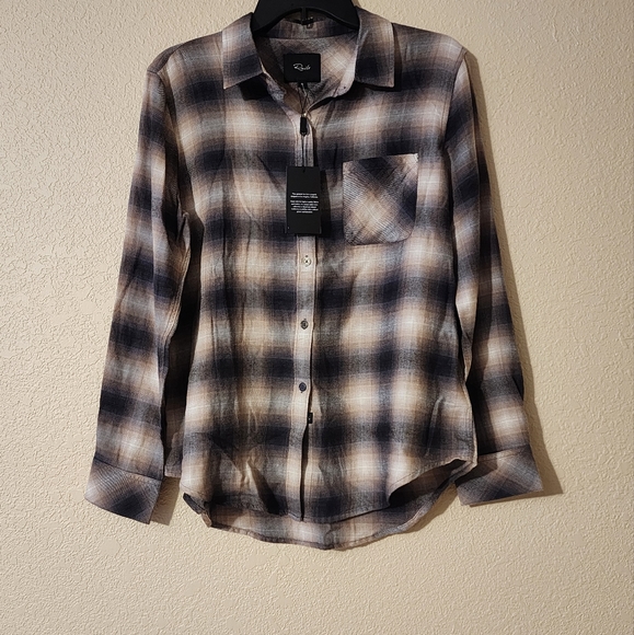 Rails Milo Latte Black Shadow Button-Front Shirt - Picture 5 of 9